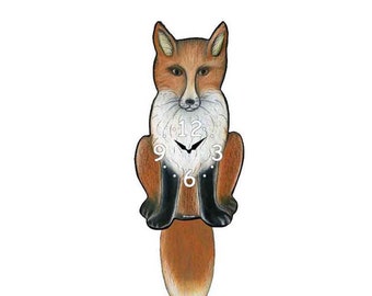 Fox clock with tail that wags!