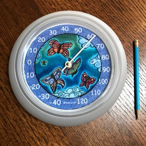 Large type Thermometer with Butterflies design