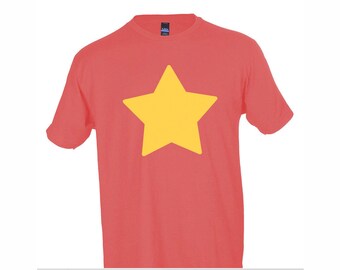 Mens Boys Girls YELLOW STAR Tshirt T Shirt Top Costume Cos Play Fancy Dress