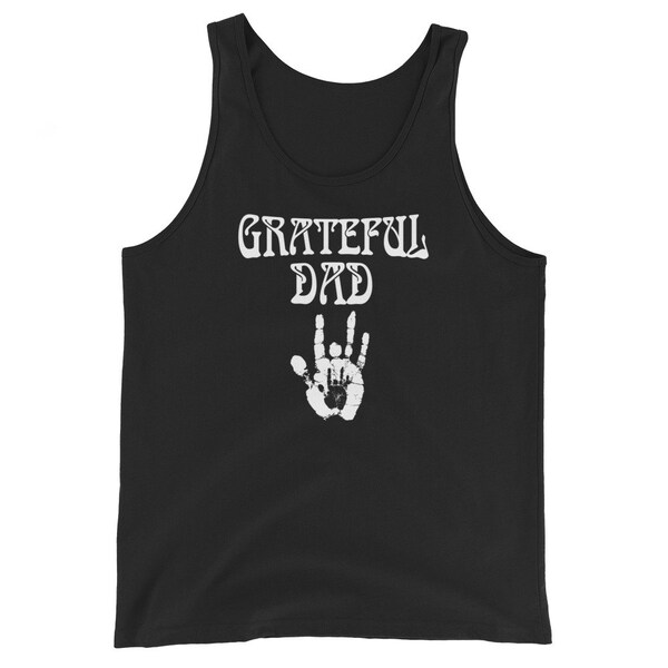 Grateful Dad Tank Top, Grateful Dead Shirt for Fathers, Jerrys Handprint, Deadhead Hippie Dad Gift, Grateful Dead Fan Sleeveless Muscle Tank