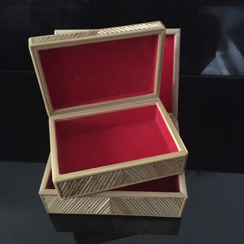 Set of Two Bamboo Nesting Jewelry Boxes Etsy