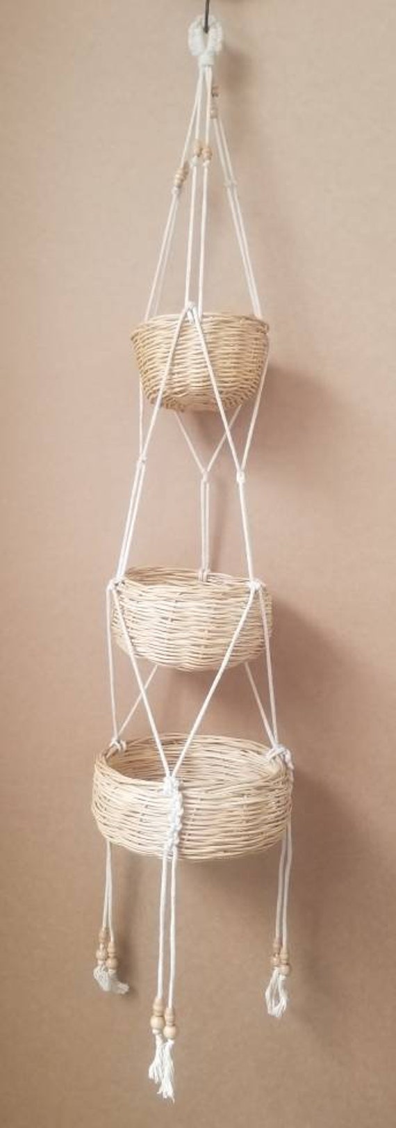 Suspension Macramé 3 Paniers Fleurs ou Fruits