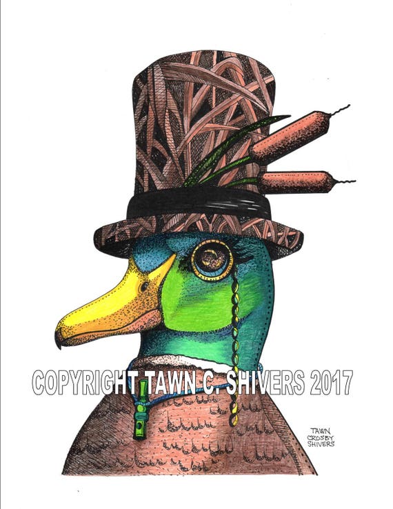 Mallard Duck Portrait Top Hat Camouflage Cat Tails Etsy Mallard Duck Portrait Top Hat Camouflage Cat Tails Etsy