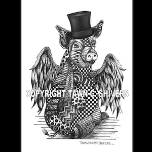 Pig Art, Flying Pig Art, When Pigs Fly, Pig Illustration