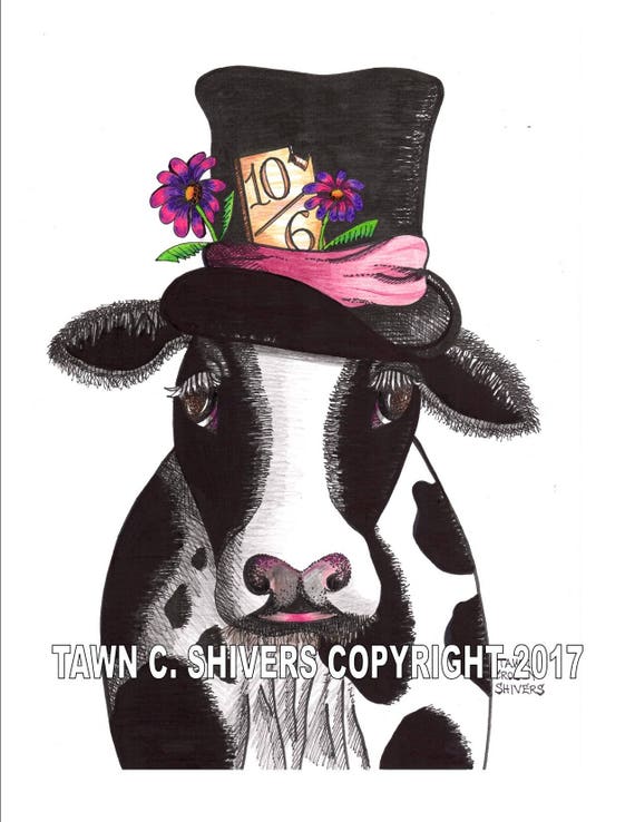 Cow Portriat Cow Drawing Hand Drawn Black And White Cow Etsy