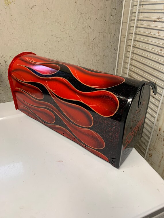 Flame Airbrush Pinstripe Hot Rat Rod Tattoo Art Mailbox One of Etsy