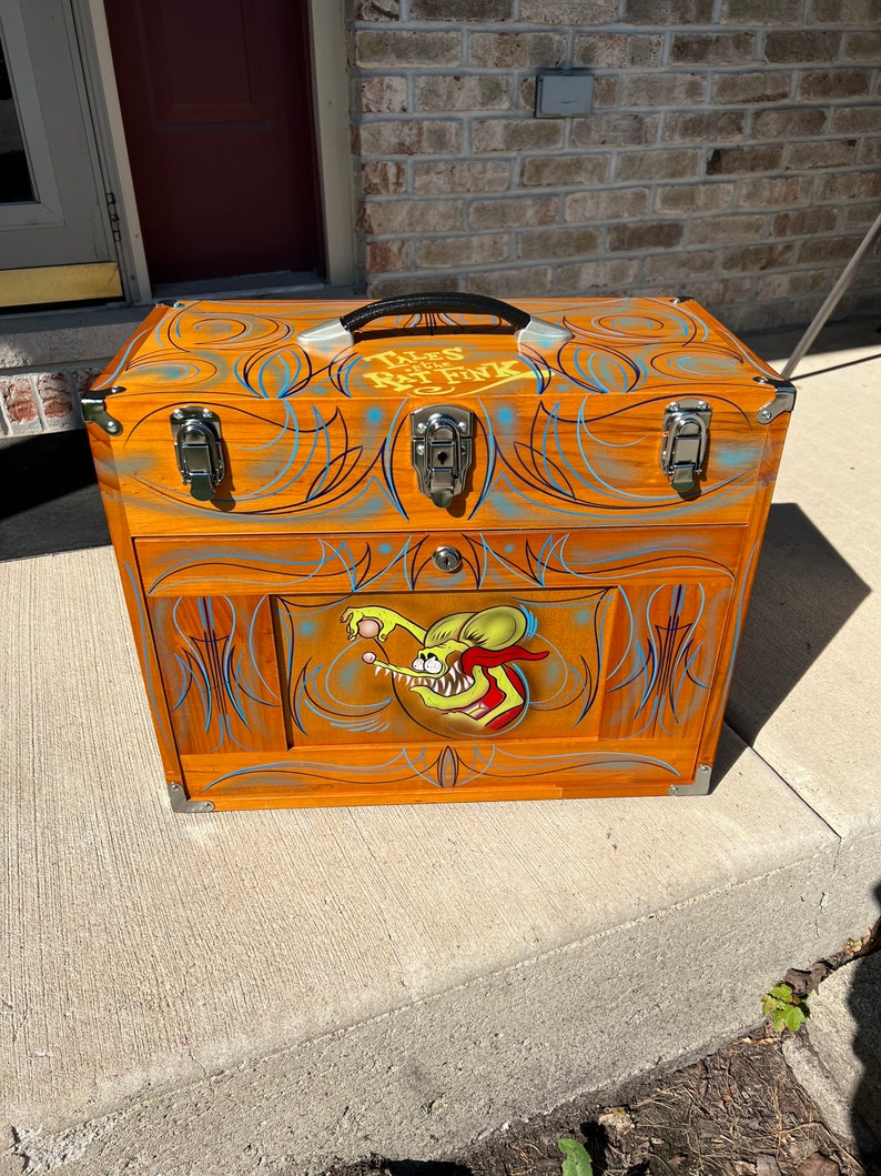 8 Drawer Wood Tool Chest Pinstripe Art Hand Painted in Colors Etsy