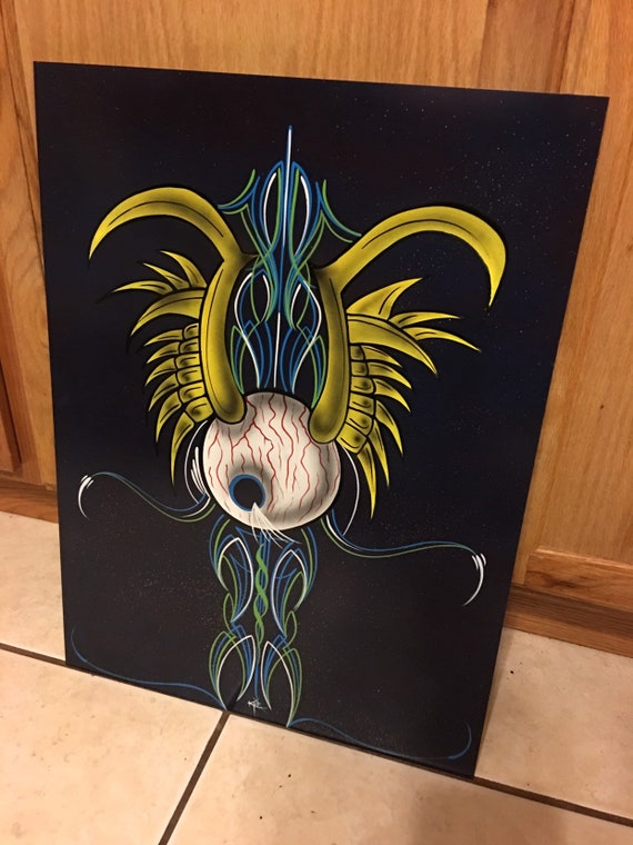 Pinstripe Art Flying Eye Von Dutch Hand Painted Plexiglass Etsy