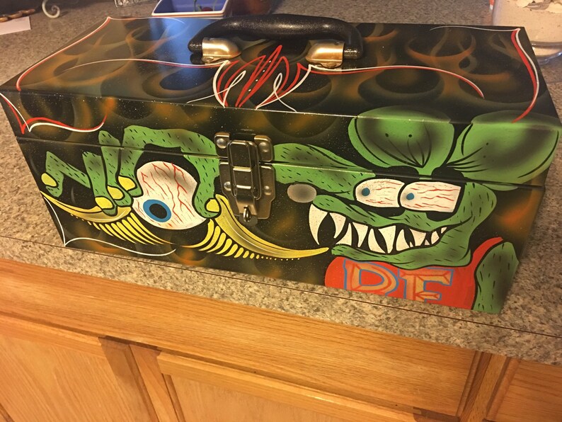 Tool Box Airbrush Flying Eye Rat Fink Hot Rat Rod Tattoo Flame Etsy
