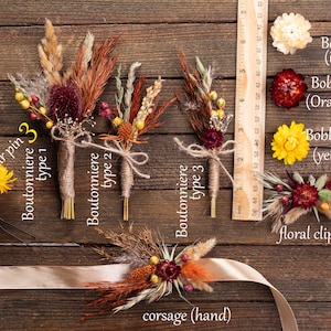 Terracotta wedding bouquet, boho terracotta bridal bouquet, Dried flower thistle fall autumn wedding bouquet burgundy orange pampas grass image 7