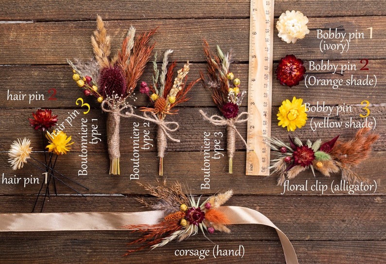 Terracotta wedding bouquet, boho terracotta bridal bouquet, Dried flower thistle fall autumn wedding bouquet burgundy orange pampas grass image 7