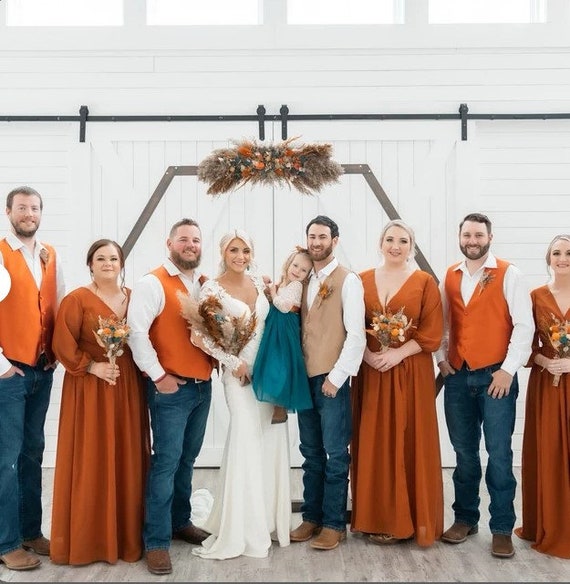 Dried Flower Rustic Wedding Arch, Burnt Orange Dusty Blue, Thistle