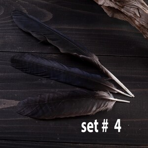 Black raven 3 feathers magic Witchcraft set#4