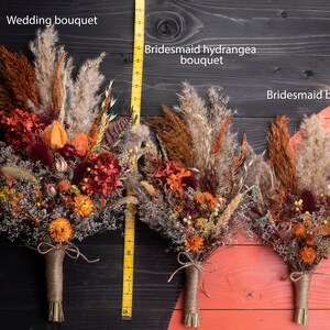 Terracotta wedding bouquet, boho terracotta bridal bouquet, Dried flower thistle fall autumn wedding bouquet burgundy orange pampas grass image 8