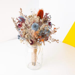 Dried Flower bud bouquet Terracotta Dusty Blue Table Centerpiece l Wedding Arrangement l Home Decor l Gift For Her, Mother&#39;s Day Gifts