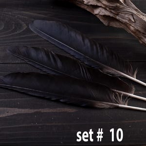 Black raven 3 feathers magic Witchcraft set#10