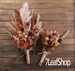 Dried flower thistle fall autumn wedding bouquet set burgundy orange fall wildflower bouquet pampas grass Teasel rustic bridal bouquet 