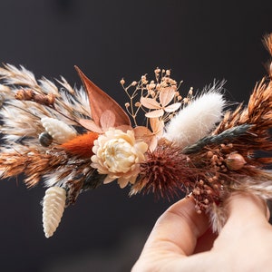 Terracotta Bridal Hair Clip Autumn Wedding Burnt Orange Ivory Sage Green Gypsophila Hair Pins Dried Flower Hair Piece Bridesmaid Wedding Set