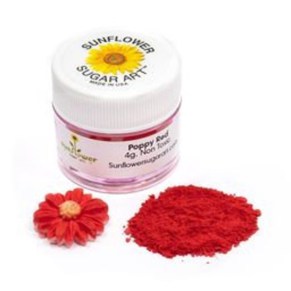 Poppy Red Petal Dust | Matte Red Decor Dust for Sugar Flowers | Petal Dust Baking Powder | Vegan Paint & Dust | 4 Gram Container
