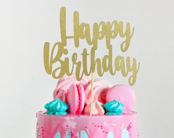 7" Cake Topper, Happy Birthday Cake Topper, Custom Cake Topper, Glitter Cake Topper