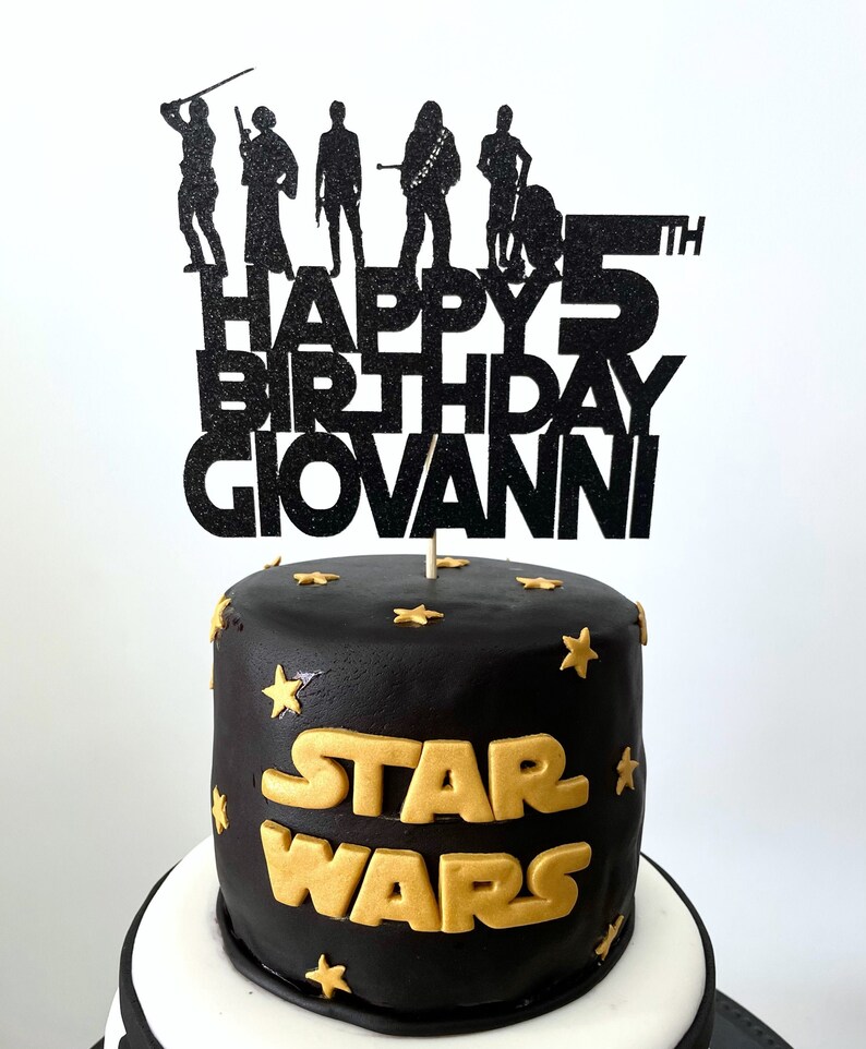 Star Wars Cake Topper Glitter Cake Topper Happy Birthday Etsy