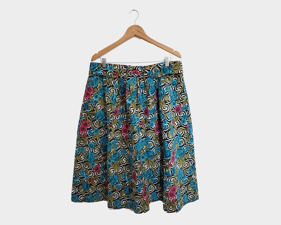 Vintage Printed Skirt | 1960's-80's | Plus size