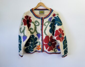 Vintage Tika Floral Knit Cardigan | Size M/L