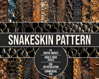 Snakeskin Seamless Pattern / Snake Leather Textures / Pack of 24 JPG / Snake Skin / Reptile leather / Digital Paper