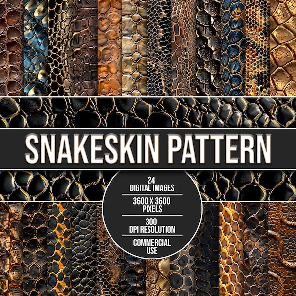 Snakeskin Seamless Pattern / Snake Leather Textures / Pack of 24 JPG / Snake Skin / Reptile leather / Digital Paper