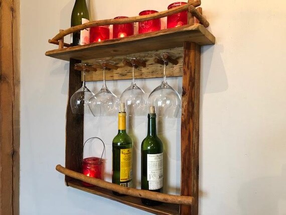 Wooden Wine Rack Wall Mounted Rustic Wine Rack Wall Mounted Etsy