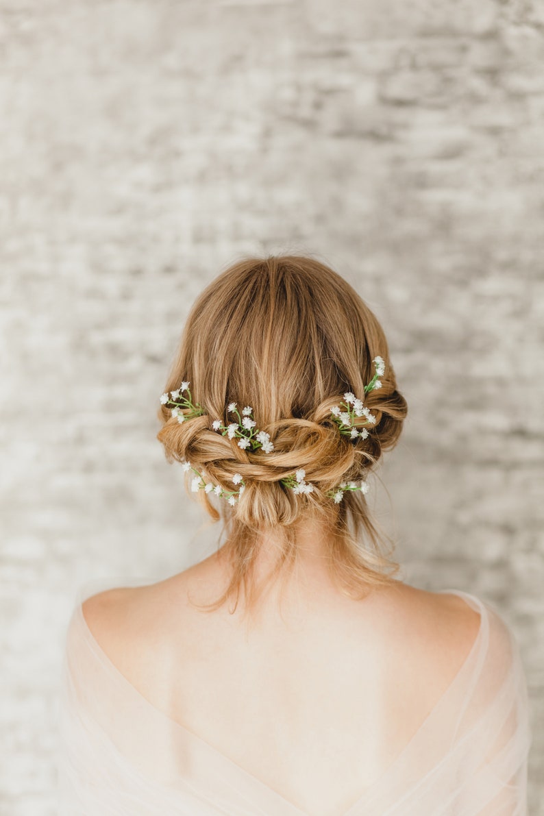 Wedding hair pins gypsophila hair pins dried gypsophila rustic hair Pins
