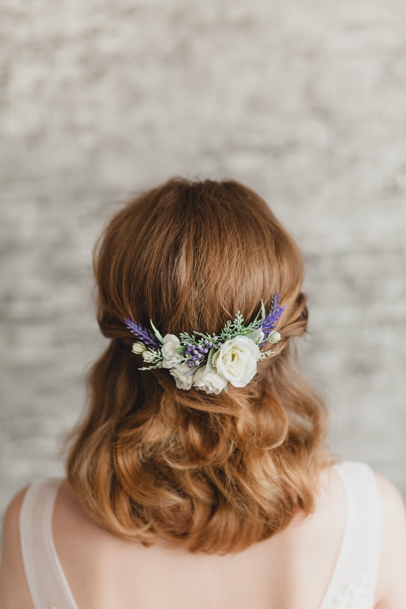 Bridal Hair Comb Purple Flower Comb Rustic Wedding Hair Comb Lavender Headpiece Bridal Comb Wedding Hair Piece Lavender Flower Hair Comb