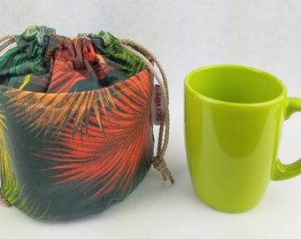 sac à mug ou tasse forme bourse imperméable feuille de palmier