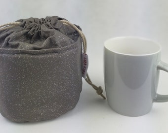 sac à mug ou tasse forme bourse imperméable à paillettes