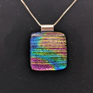 Rainbow Dichroic Fused Glass Pendant