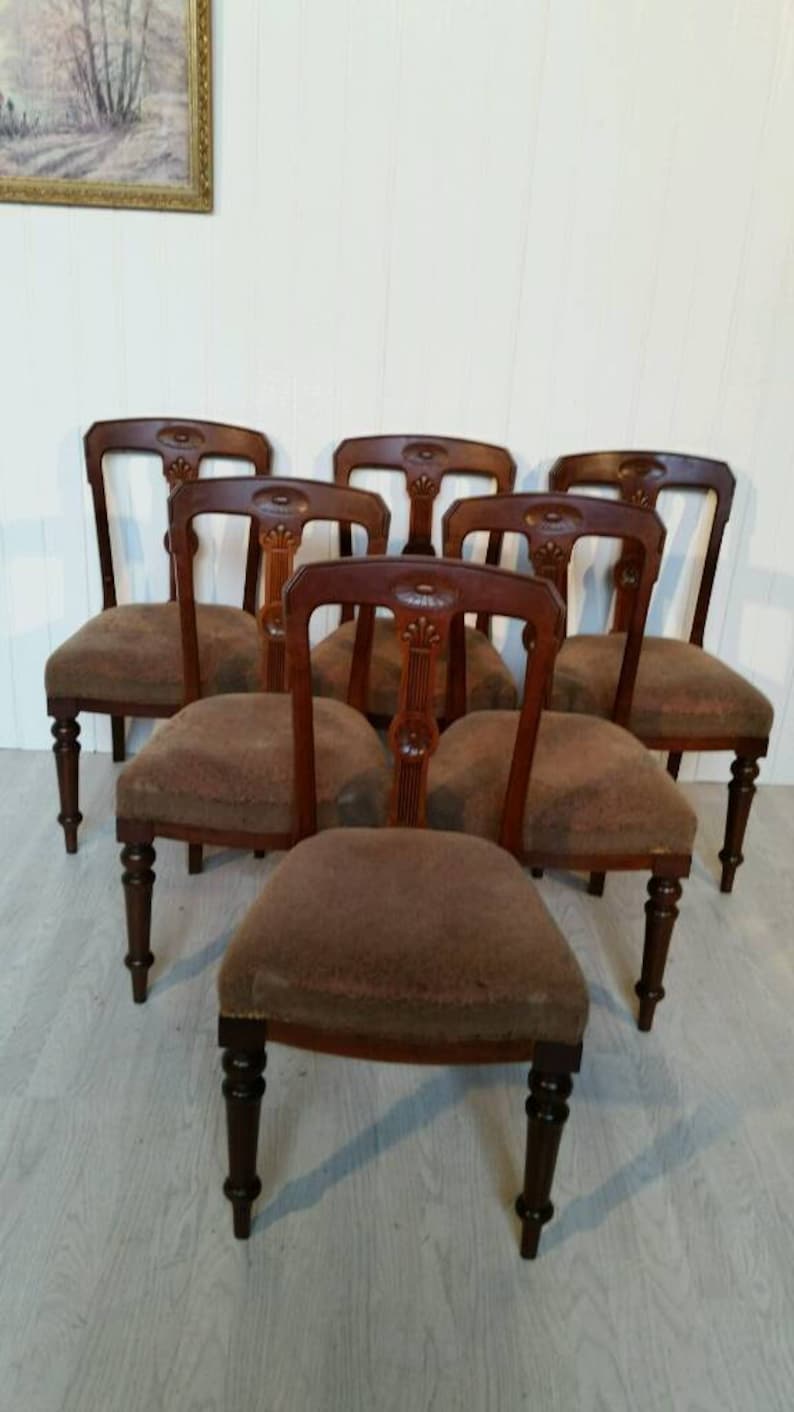 Juego de seis sillas de comedor antiguas estilo victorianas | Etsy Juego de seis sillas de comedor antiguas estilo victorianas | Etsy