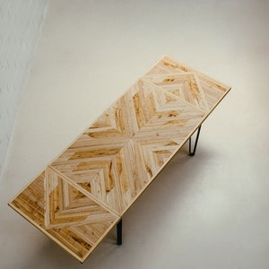 Herringbone Extendable Dining Table: Solid Chestnut Chevron Wood Design