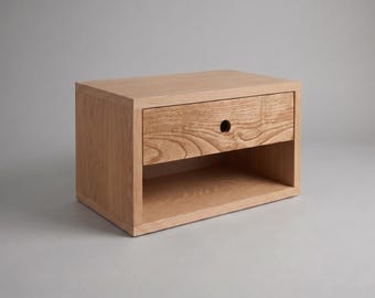 Mesita de noche flotante EVO - Mesita de noche mimbre y madera