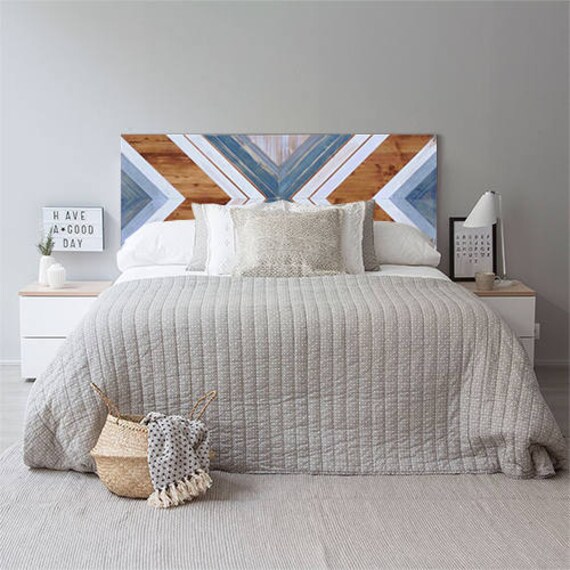 Headboard Wood Wall Art Reclaimed Wood Wall Art Geometric Etsy