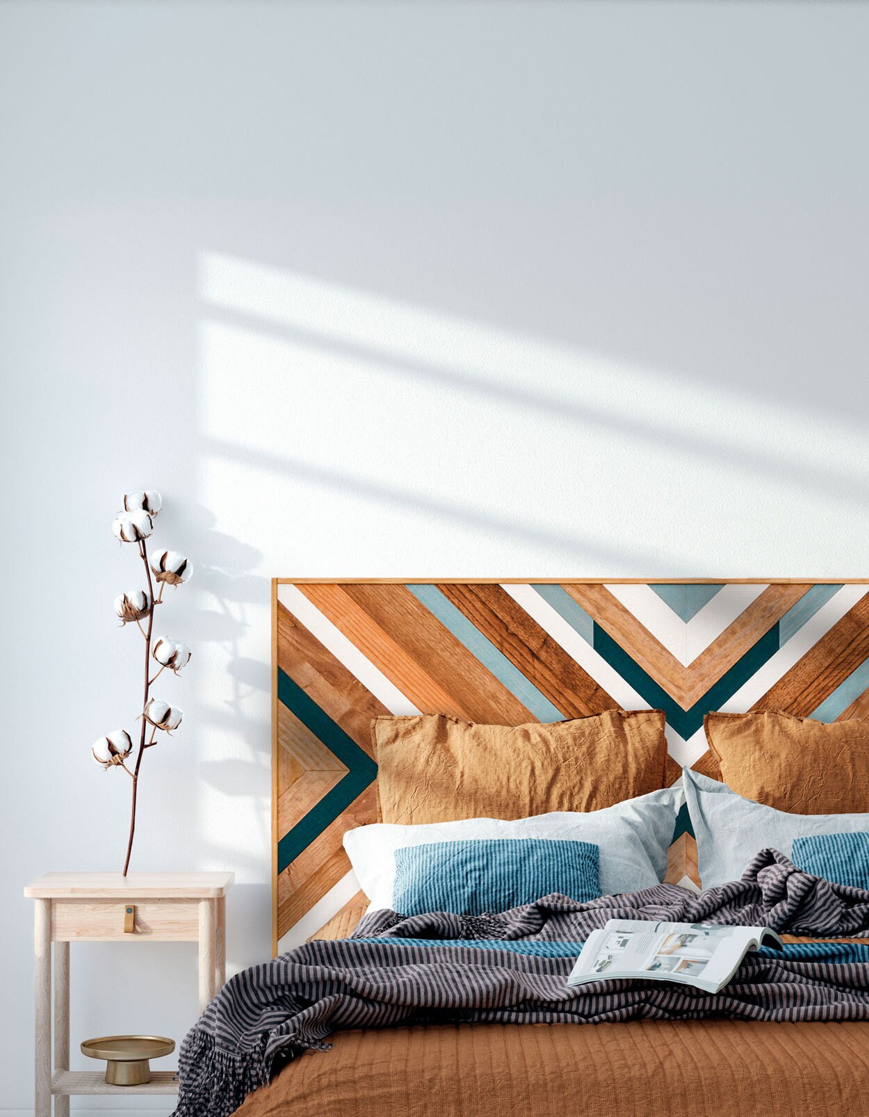 Indie Feeling - Tête de Lit en Bois, Meubles, Reclaimed Wood Wall Art, Geometric Art