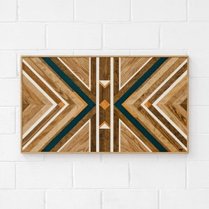 Reclaimed Chestnut Wood Wall Art: Geometric Mosaic Wall Hanging