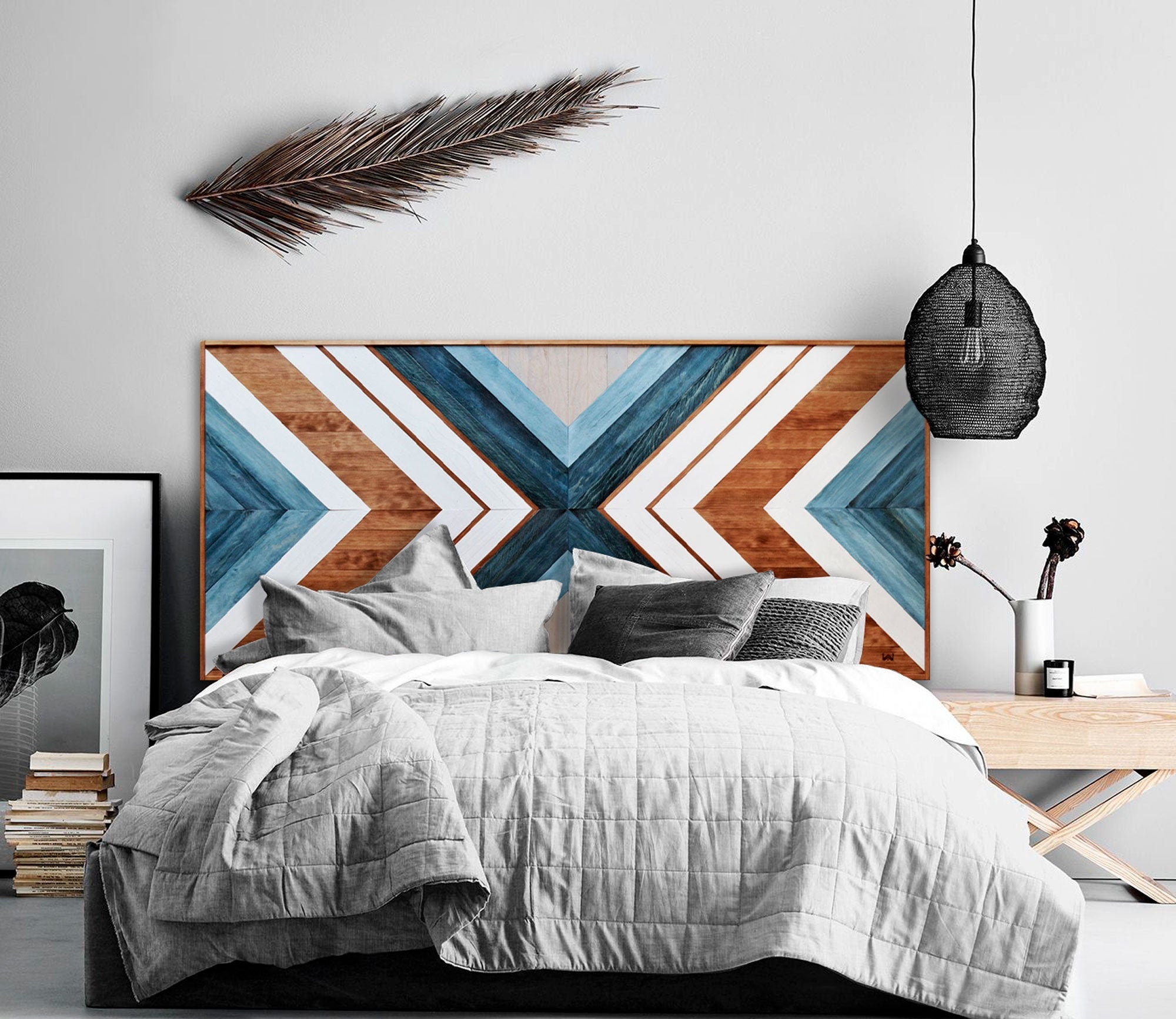 Reclaimed Wood Headboard Aztec Wood Wall Art Boho