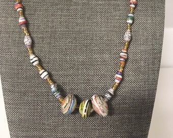 Upcycle Paper Beads Necklace; African; Conservation