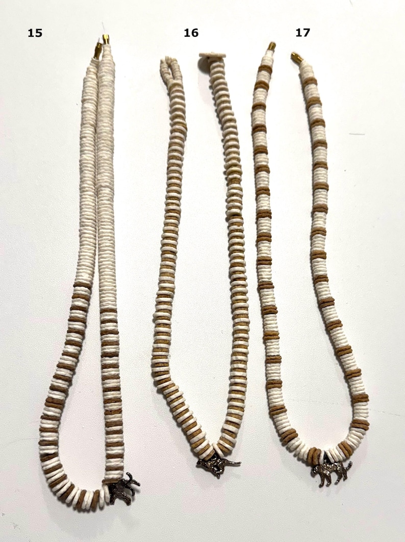 San Bushmen Collection: Ostrich Shell Beads Necklace with Cheetah Charm; African necklace image 5