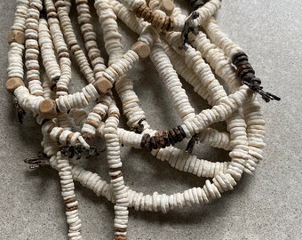 San Bushmen Collection: Ostrich Shell Beads Necklace with Cheetah Charm; African necklace