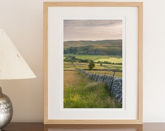 Landscape Photograph, Yorkshire Dales, Wharfedale, Meadows, Drystone Walls, Kilnsey Crag, Summer