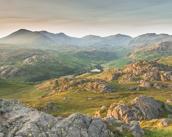 Landscape Photograph, Cumbria, Lake District, Eskdale, Scafell Range, Colour, Sunset