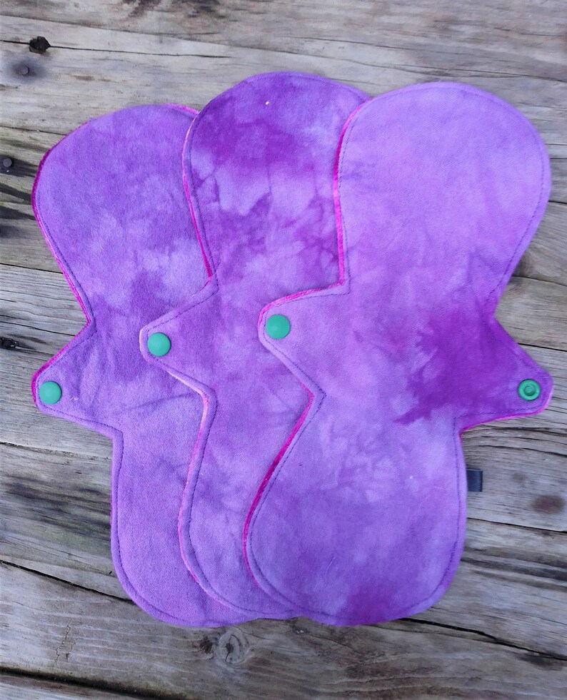 Moon Pack Set of 9 Reusable Menstrual Cloth Pads Eco-friendly Organic Bamboo Velour handmade moon pads tie dye