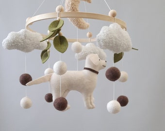 Mobile dog, mobile Labrador retriever, mobile baby Dog, mobile puppy, mobile in the crib, gender-neutral mobile, felt dog