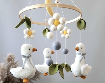 Baby mobile, goose, mobile in the crib, mobile goose, mobile flower, gift to a newborn, toy in the crib, mobile on the farm, toy goose, geese